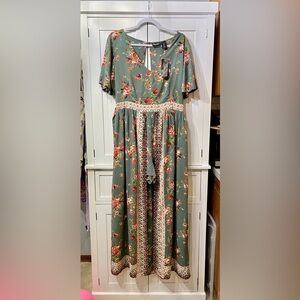 Wrangler Retro Green Floral Dress